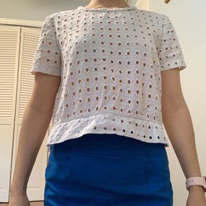 Banana Republic White Eyelet Crop Top XS EUC